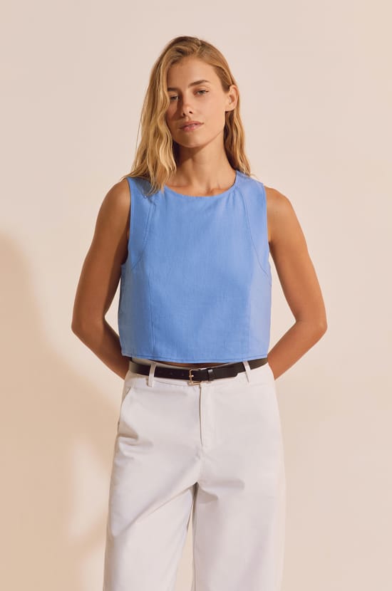 Top sans manches avec lin;${refinementColor}