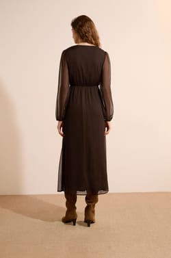 Robe longue col V;${refinementColor}