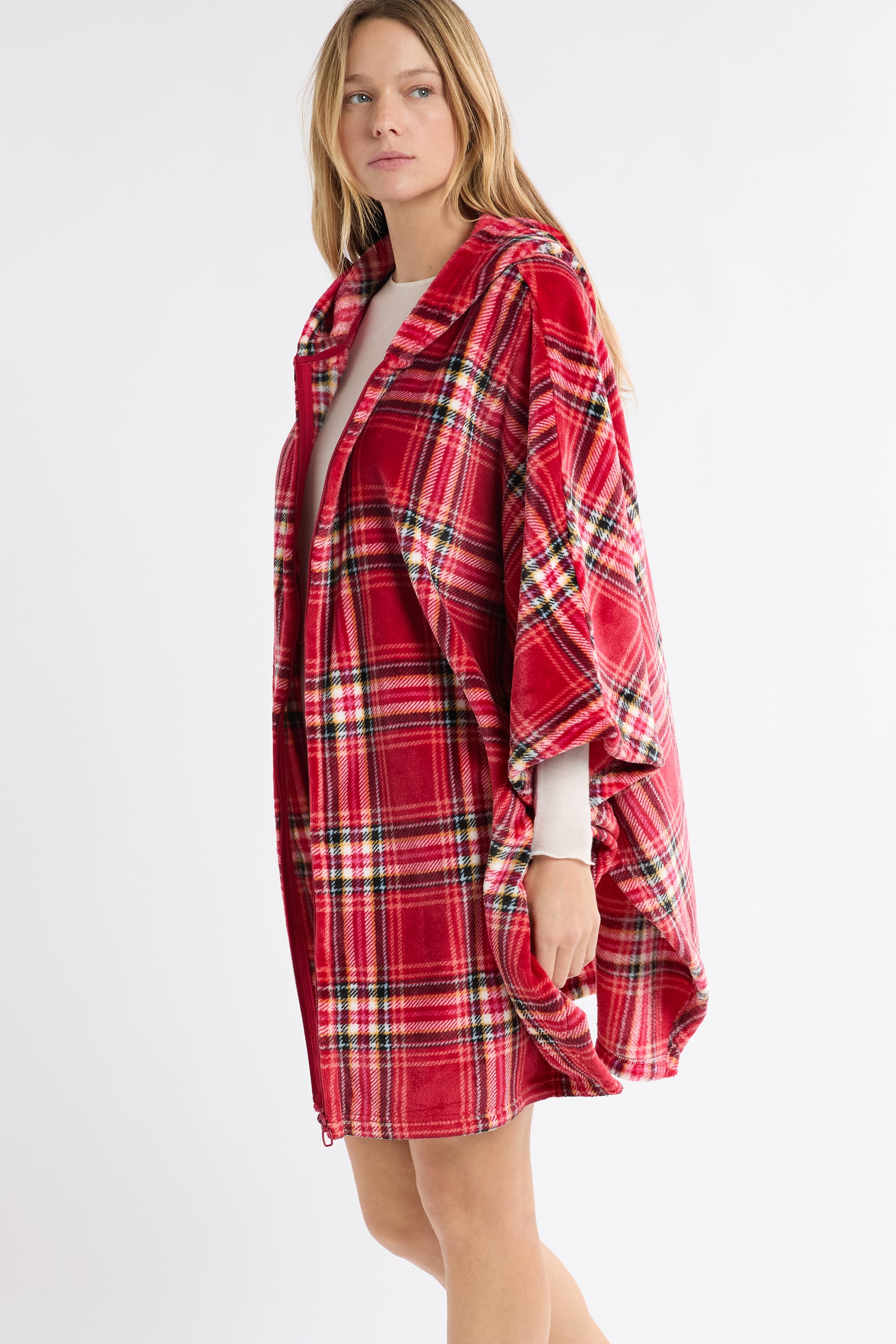Sleeveless Fleece Poncho - MONICA - ROUGE - ETAM