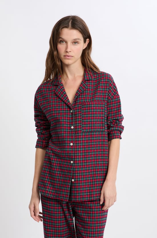 Ensemble de pyjama 2 pi&egrave;ces &agrave; carreaux en coton flanelle;${refinementColor}