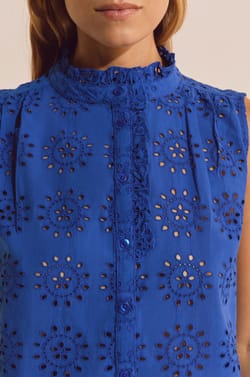 Chemise sans manches avec broderie en coton;${refinementColor}