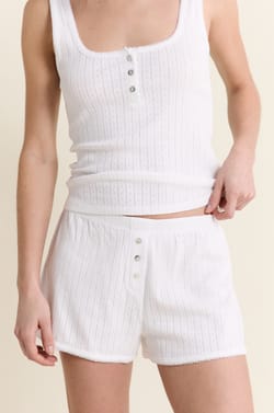 Short de pyjama en coton en pointelle;${refinementColor}