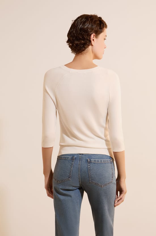 Pull en maille fine &agrave; manches mi-longues;${refinementColor}