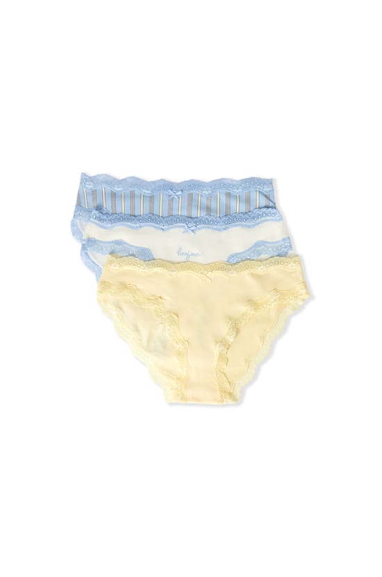 Set Of 3 Cotton And Lace Panties;${refinementColor}