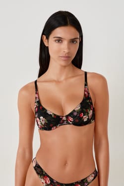 Soutien-gorge en dentelle à imprimé fleuri;${refinementColor}