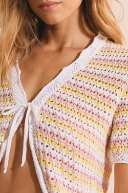 Cardigan manches courtes ouvert sur le devant;${refinementColor}