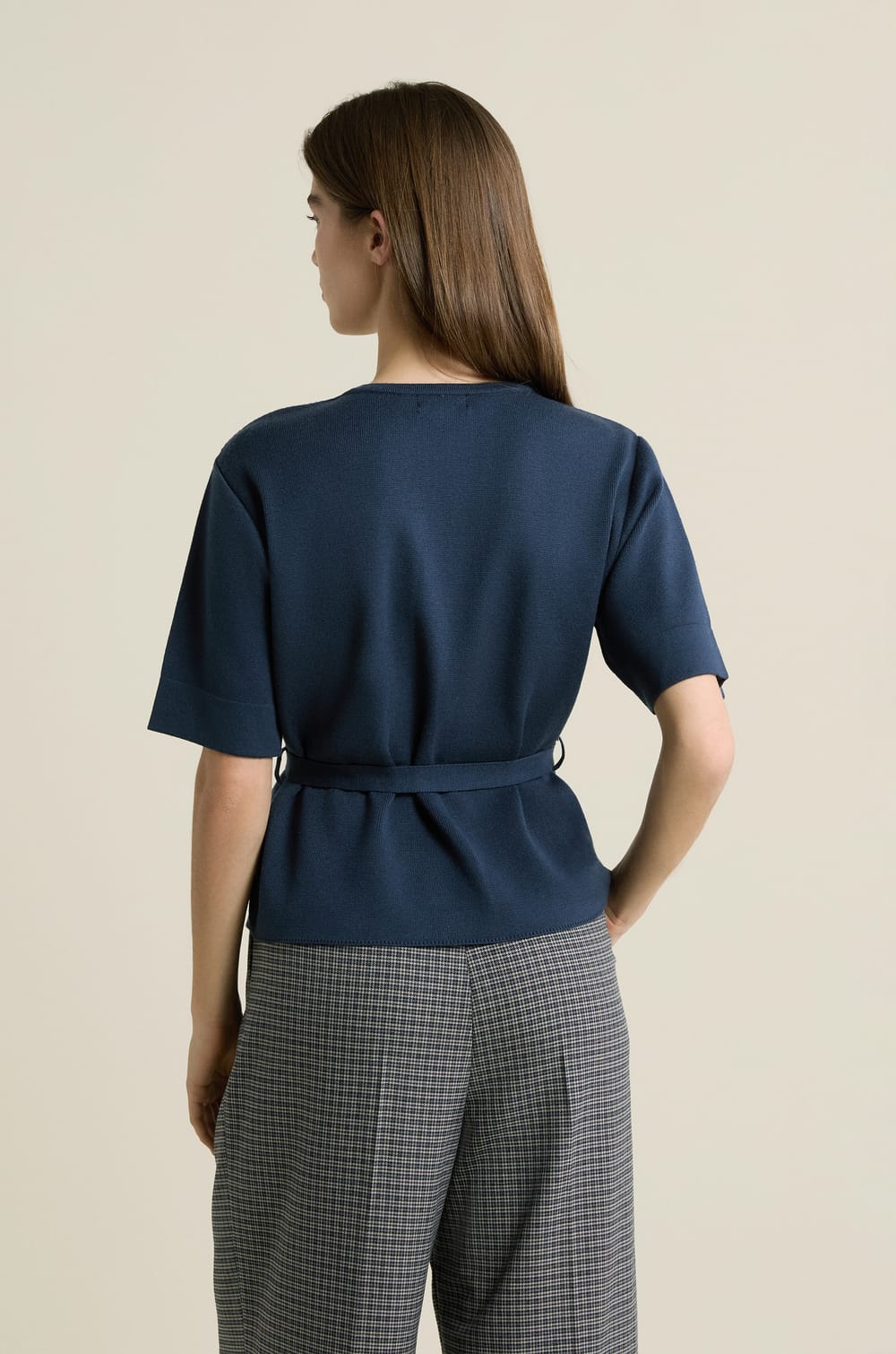 Pull manches courtes ceintur&eacute;e;${refinementColor}