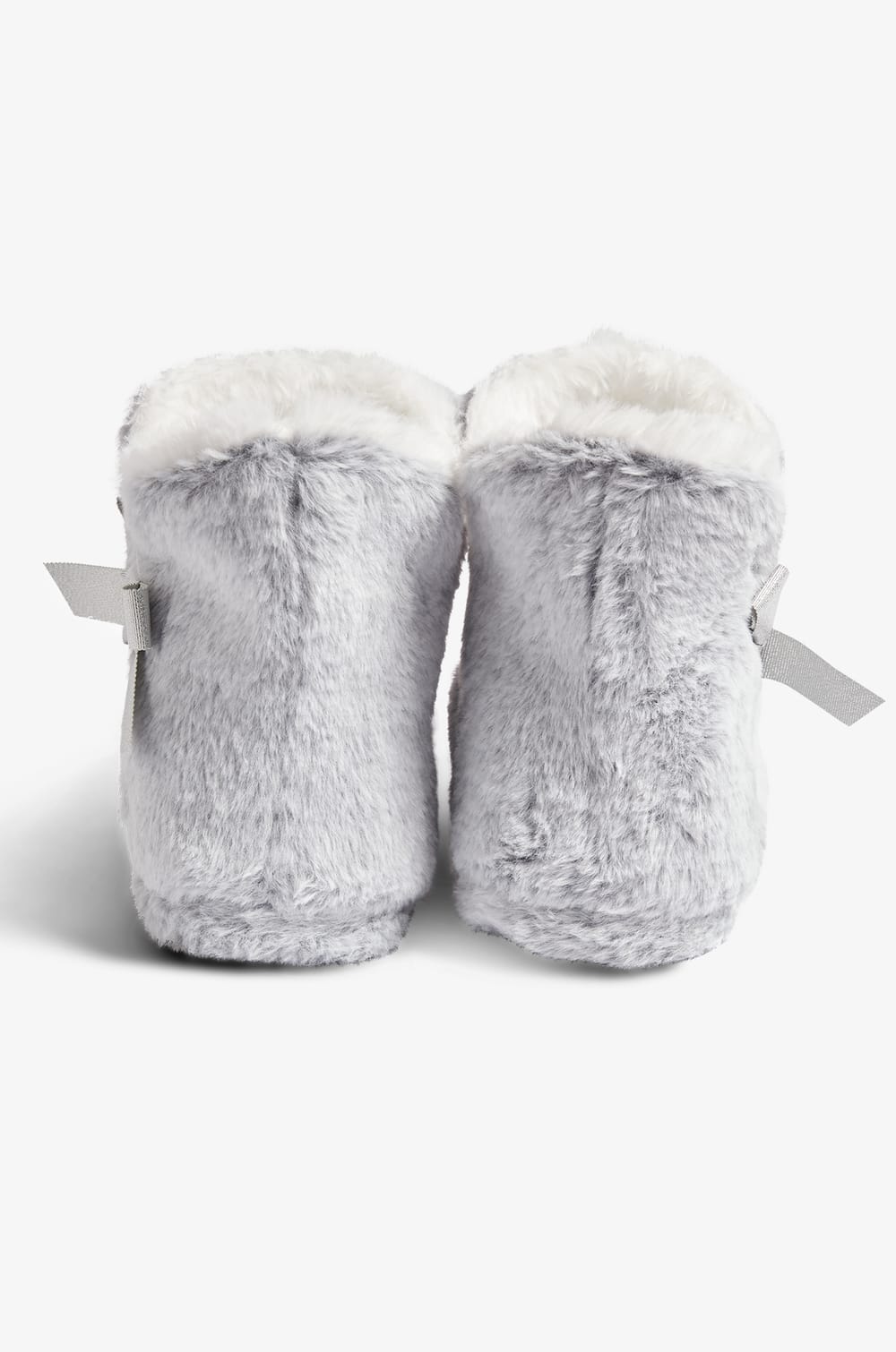 Lined Ankle Boot Slippers with Bow Details;${refinementColor}