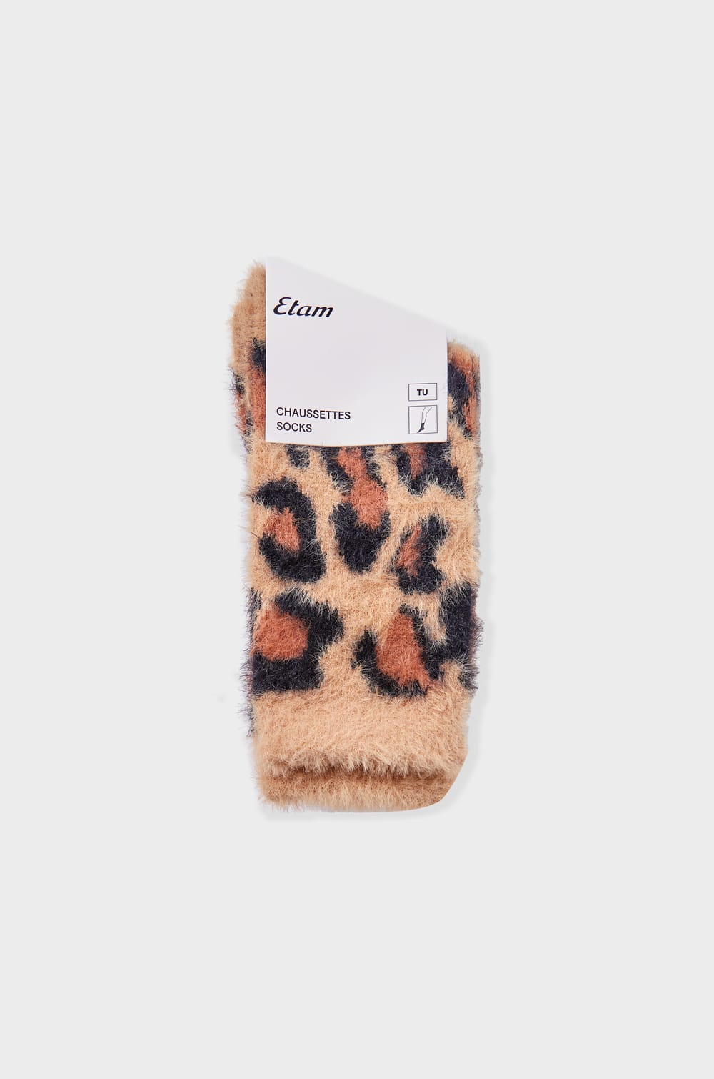 Chaussettes en grosse maille à motif léopard;${refinementColor}