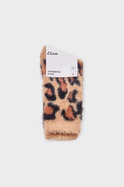 Chaussettes en grosse maille à motif léopard;${refinementColor}