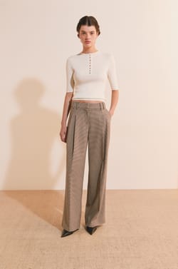 Pantalon droit &agrave; carreaux;${refinementColor}
