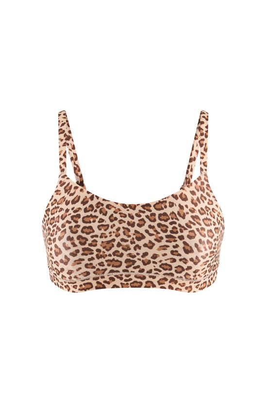 Leopard Print Microfiber Bralette;${refinementColor}