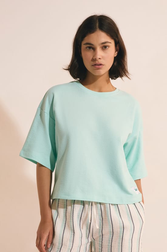 T-shirt de pyjama manches courtes en coton;${refinementColor}