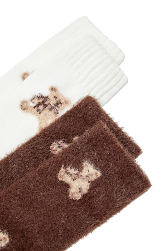 Chaussette moumoute &agrave; motifs ourson;${refinementColor}