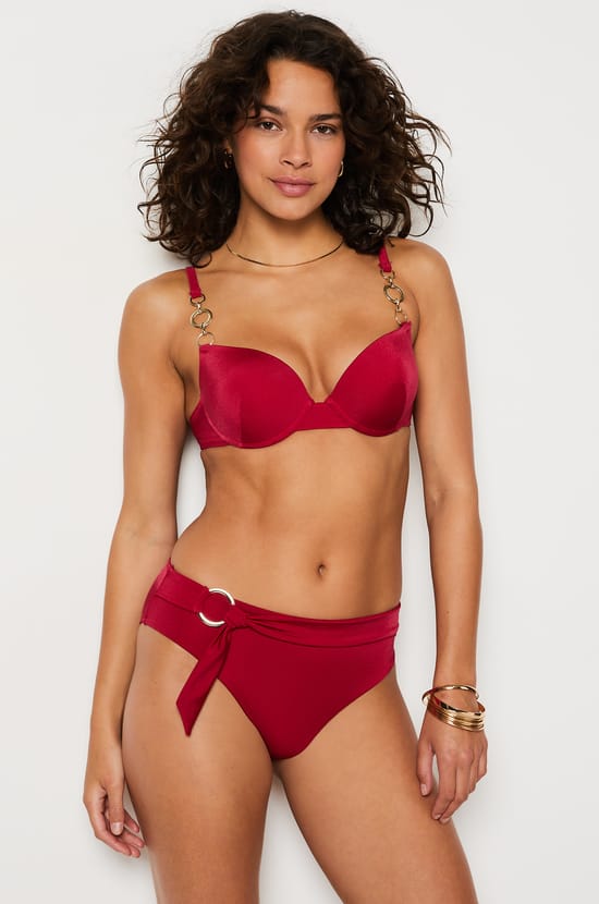 High Waist Bikini Bottom with Jewelry Details;${refinementColor}