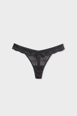 Tanga de hilo con encaje con motivos gráficos;${refinementColor}