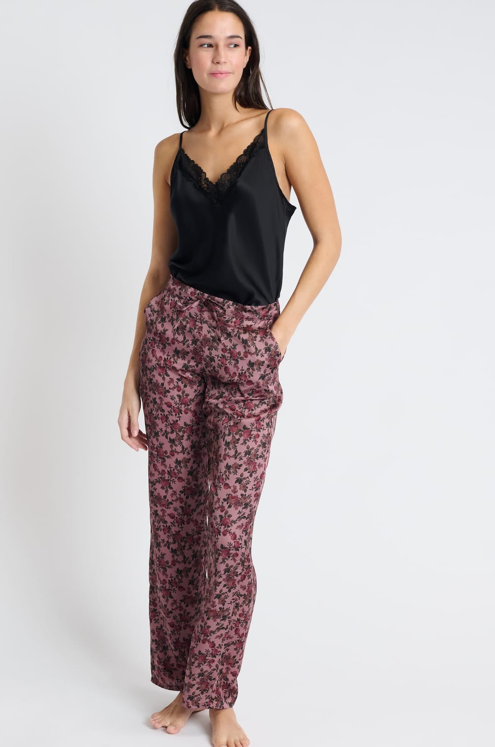 Pantalon de pyjama satiné;${refinementColor}