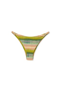 High-Leg Brazilian Printed Glitter Bikini Bottoms;${refinementColor}