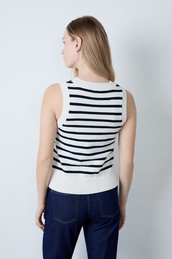 Sleeveless Striped Top;${refinementColor}