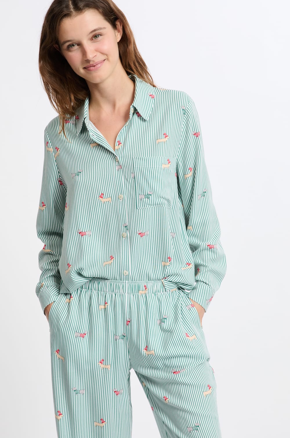 Chemise de pyjama à motifs;${refinementColor}