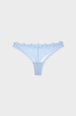 Tanga de tul con bordado floral;${refinementColor}