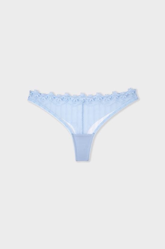Floral Embroidered Tulle Tanga;${refinementColor}