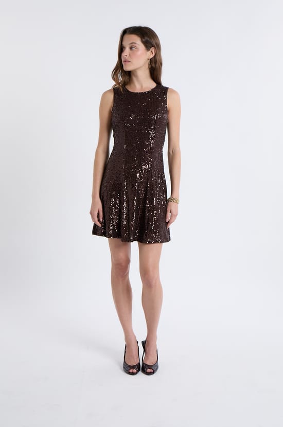 Sleeveless Sequin Dress;${refinementColor}