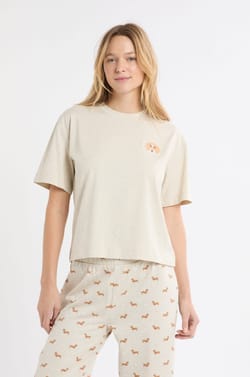 Ensemble de pyjama t-shirt brodé Teckel;${refinementColor}