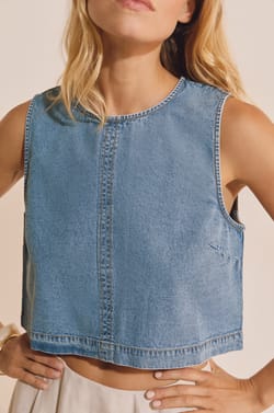 Top effet jean en coton;${refinementColor}