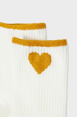 Calcetines acanalados con algod&oacute;n y estampado de corazones;${refinementColor}