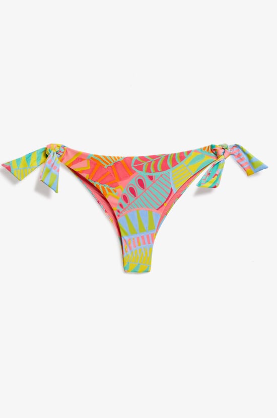 Brazilian Bikini Bottom with Tie and Print;${refinementColor}