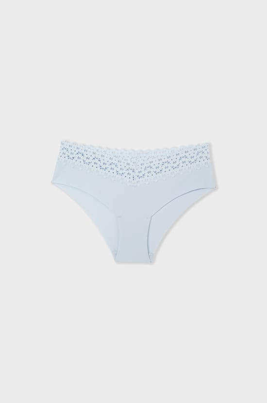 V-shape Hipster in Microfiber and Lace;${refinementColor}