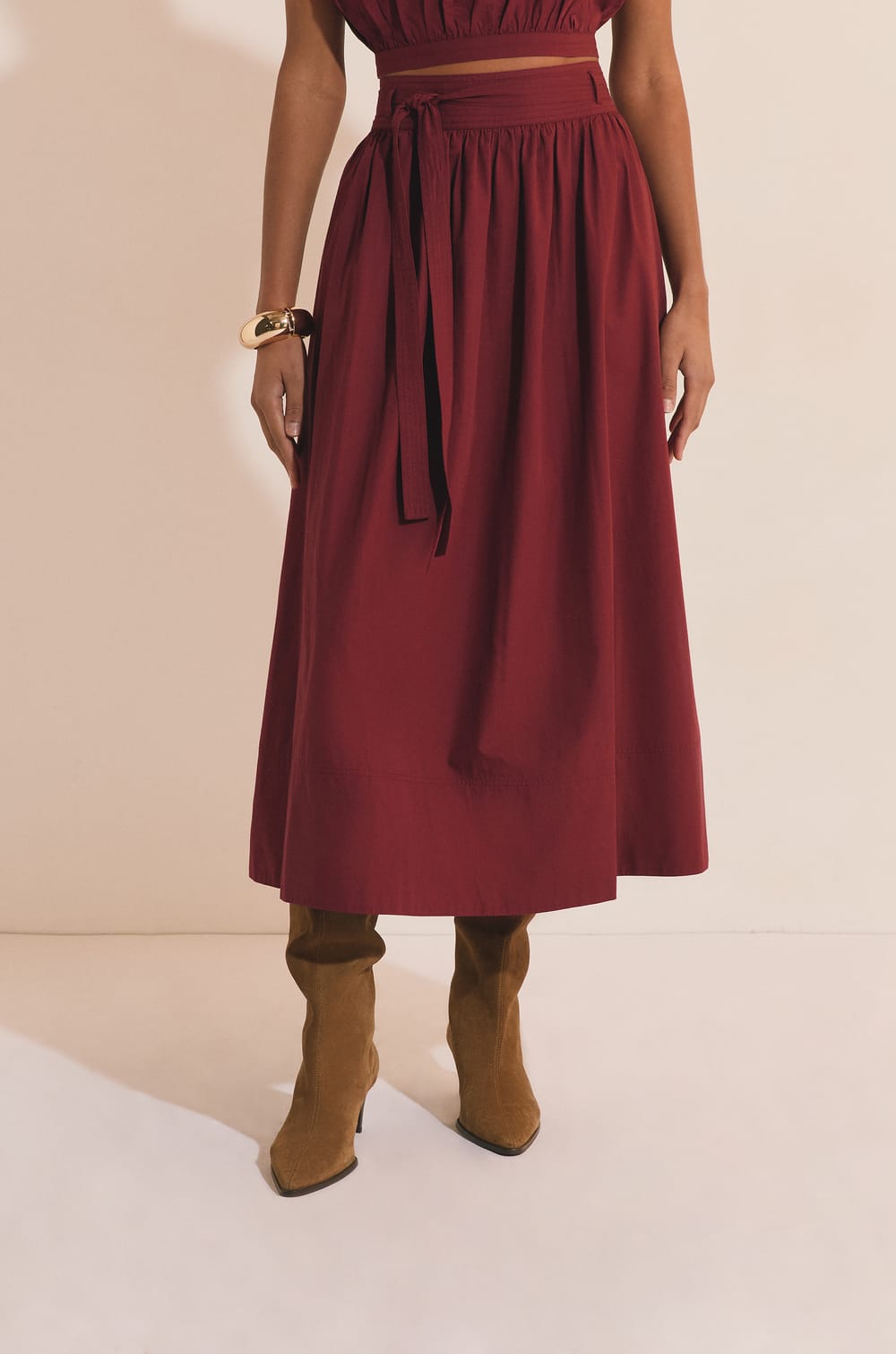 Jupe longue en coton;${refinementColor}