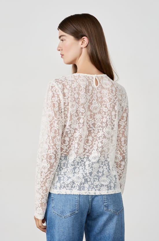 T-shirt en dentelle transparent;${refinementColor}