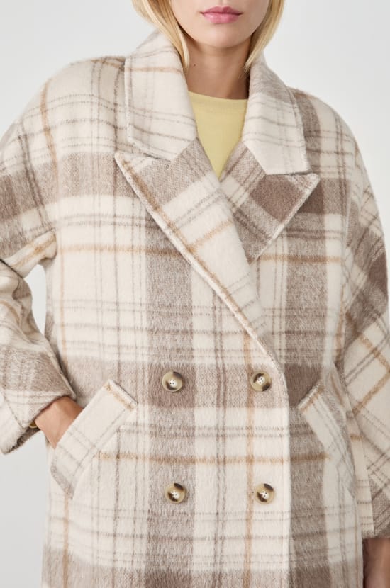 Manteau long à carreaux;${refinementColor}