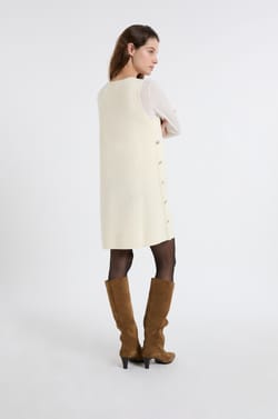 Knitted Buttoned Dress;${refinementColor}