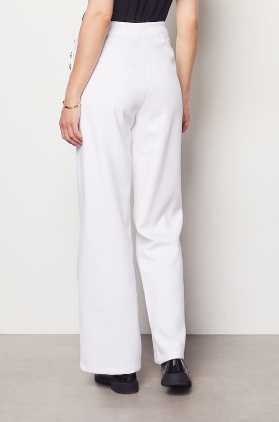 Wide Cut Trousers with Button Details;${refinementColor}
