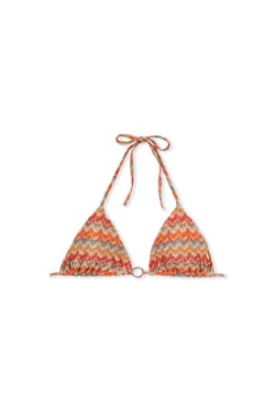 Sequin Print Triangle Bikini Top With Jewel Detail;${refinementColor}