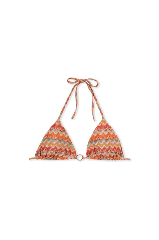 Haut de maillot de bain triangle imprim&eacute; paillet&eacute; avec d&eacute;tail bijou;${refinementColor}