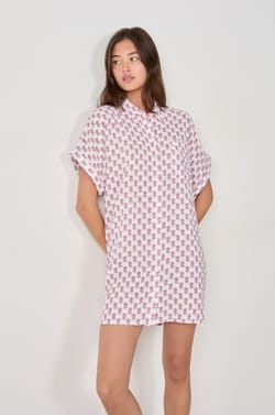 Chemise de nuit à imprimés en coton;${refinementColor}