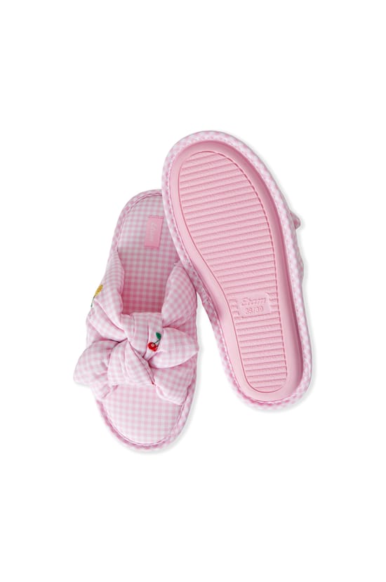 Cotton Slippers with Bow;${refinementColor}