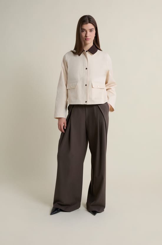 Veste courte &agrave; col velours;${refinementColor}