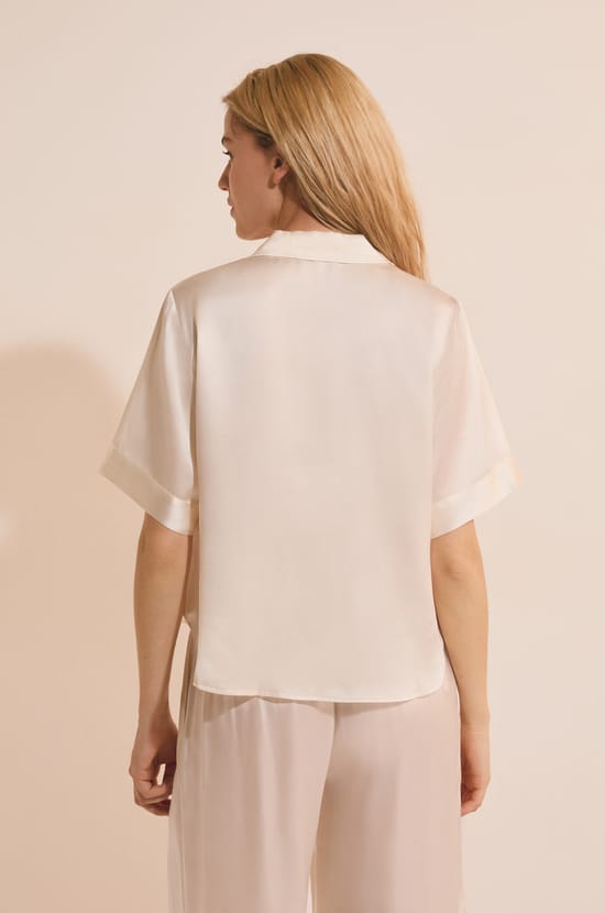 Chemise de pyjama manches courtes en soie;${refinementColor}