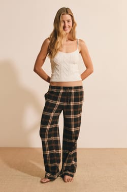 Pantalon de pyjama &agrave; carreaux en coton;${refinementColor}