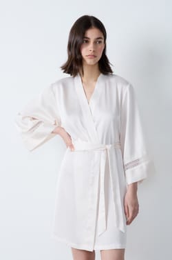 Satin robe with lace details;${refinementColor}