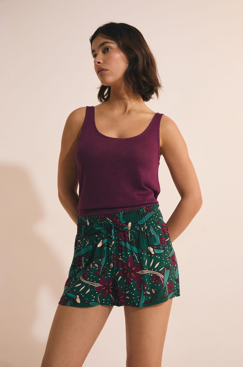 Pantal&oacute;n corto de pijama estampado;${refinementColor}