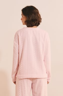 Pull col rond avec motifs tress&eacute;s;${refinementColor}