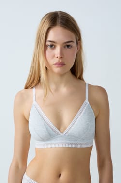 Cotton Wireless Triangle Bra;${refinementColor}