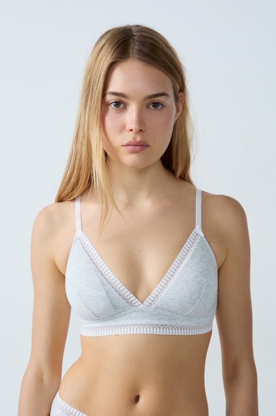 Cotton Wireless Triangle Bra;${refinementColor}