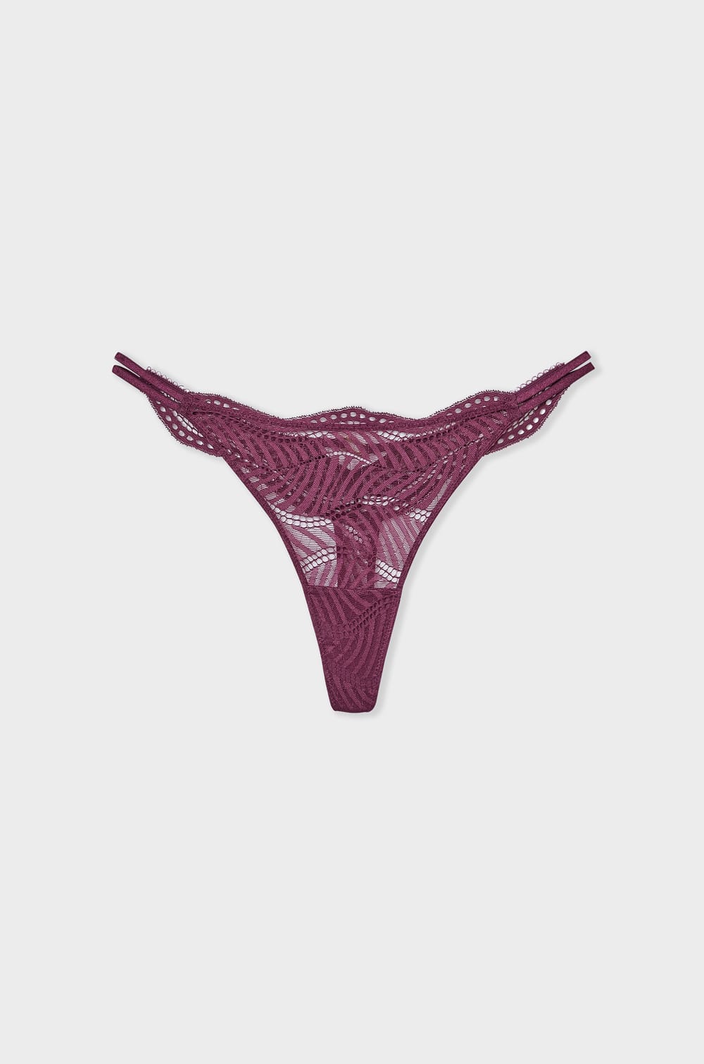 Tanga de hilo con encaje;${refinementColor}